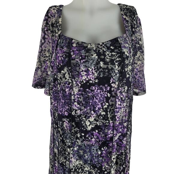 Maggie Barnes for Catherines Black/White/Purple Business Work Vacation Dress 1X - Picture 2 of 4